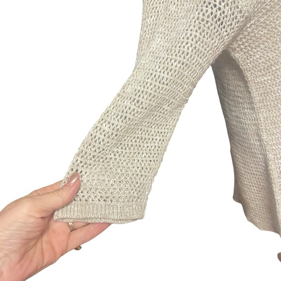 J. Jill Open Knit Tunic Sweater Size L Oatmeal Boat neck Lightweight Classic - Picture 3 of 12